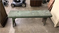 GREEN PAINTED WOOD BENCH