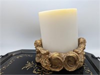 Vintage Tray, Large Candle * Holder & Lamp