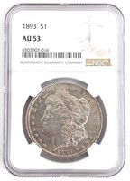 1893 U.S. Morgan Silver Dollar NGC AU 50