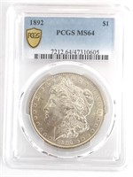 1892 U.S. Morgan Silver Dollar PCGS MS 64