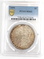 1890 U.S. Morgan Silver Dollar PCGS MS 62