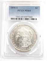 1890-S U.S. Morgan Silver Dollar PCGS MS 64