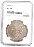 1896 U.S. Morgan Silver Dollar NGC MS 62