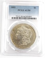 1892 U.S. Morgan Silver Dollar PCGS AU 50