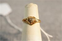 10k Antique Childs Ring With Diamond