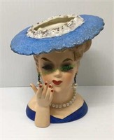 Napco Ware blue lady head vase #C3307