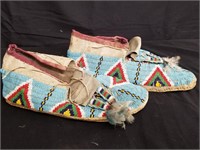 Pair of native American beaded moccasins