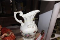 FLORAL DECORATED PORCELAIN PITCHER