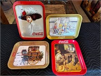 4 x Vintage Style Metal Coca-Cola Trays
