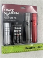 NEW 3ct Aluminum LED Flashlights