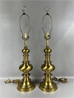 Two Vintage Heavy Brass Table Lamps
