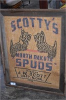 Vtg Framed Scotty's North Dakota Spuds Potato Sack