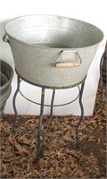 Galvanized Beverage Cooler With Iron Stand