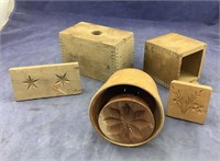3 Old Wooden Butter Molds With Designs