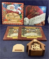 3 Children’s Christmas Books & Wooden Nativity
