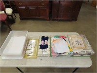 5 Small Plastic Boxes of Sewing & Misc
