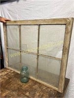 Old wooden 6 pane window frame