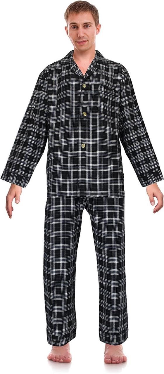 sz Medium BLUE/BLACK Flannel Pajama Set