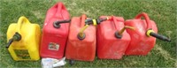 (4) Gas cans and (1) diesel can. (5) in total.