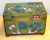 Antique Cloisonne Enamel Box, Birds & Flowers