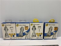 New! Qty=4 IPod IPhone USB Car Chargers