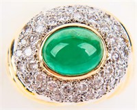 Jewelry 18kt Yellow Gold Diamond & Emerald Ring