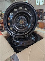 Pair of 15" Black Rims  5-1/2 J x 15 ALCAR 6