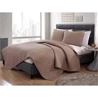Nina 2-Piece Embossed Twin Quilt Set Taupe $33