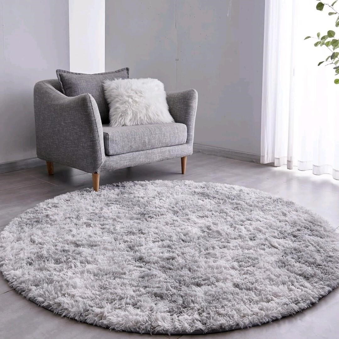 FJZFING Tie-Dyed Light Grey Round Rug 6ft