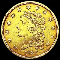 1836 $2.5 Gold Quarter Eagle NEARLY UNCIRCULATED