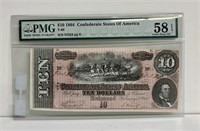 1864 CONFEDERATE $10 DOLLAR BILL NOTE