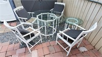 Glass top Outdoor Patio Set w/ Side table
