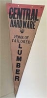Central hardware company advertising paper pennant