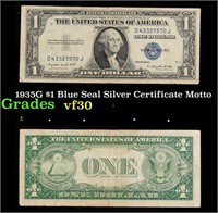 1935G $1 Blue Seal Silver Certificate Grades vf++