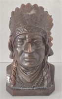 Bronze Native American Head Bank (4.5" Tall)