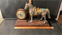 VINTAGE UNITED WESTERN BRASS HORSE MANTLE CLOCK