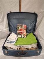 Large Blue Suitcase, Embroidery, Table