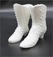 2 Milk Glass Fenton Boots