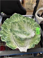 2PC MATCHED CERAMIC CABBAGE LEAF TRAYS