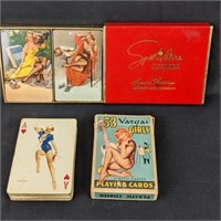 Three Sets of Vintage Pin Up Girl Playing Cards