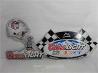 Lot (2) Coors Light NFL & Nascar Signs