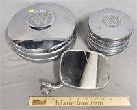 Vintage Volkswagen Hubcaps and Mirror