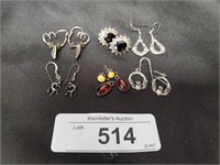 6 Pairs of Gemstone Sterling Silver Earrings.