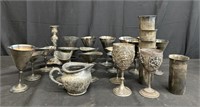 Group of silver plate chalices & cups