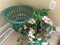 Laundry Basket & Faux Flowers