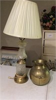 Brass Vase/Pot and Brass and Crystal Lamp Working