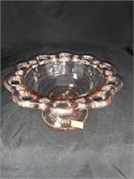 OLD COLONY PINK LACE EDGE PEDESTAL BOWL - 7 X 3.5