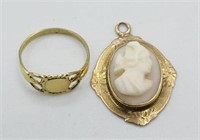 10k Yellow Gold Baby Ring And Cameo 1.5g