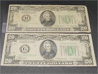Two 1934 $20 Bills