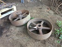 (2) LEATHER BELT PULLEYS